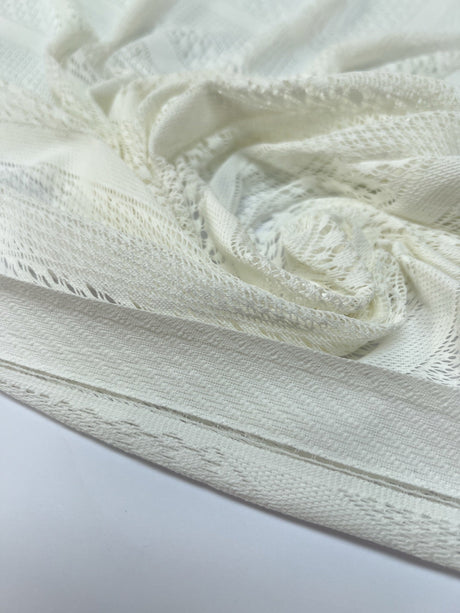 Polyamide Knitted Abstract White Fabric