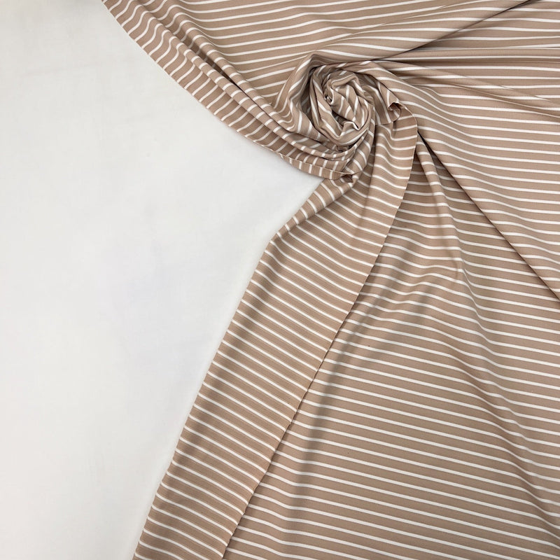 Polyamide Elastane Jacquard Knit White Beige Striped