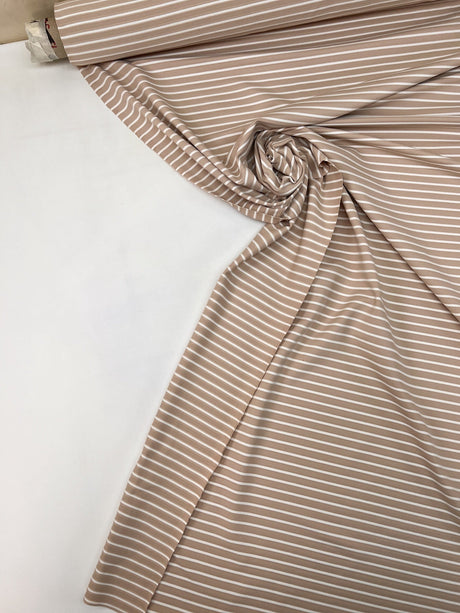 Polyamide Elastane Jacquard Knit White Beige Striped