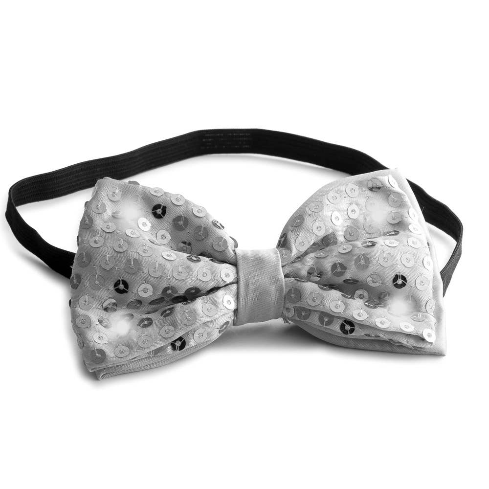 Silver Bow Tie with Flashing Lights