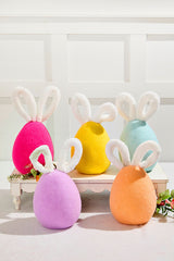 3" Easter Egg with Bunny Ears Fuzzy Spring Decor with Posable White Ears and Vibrant Colors