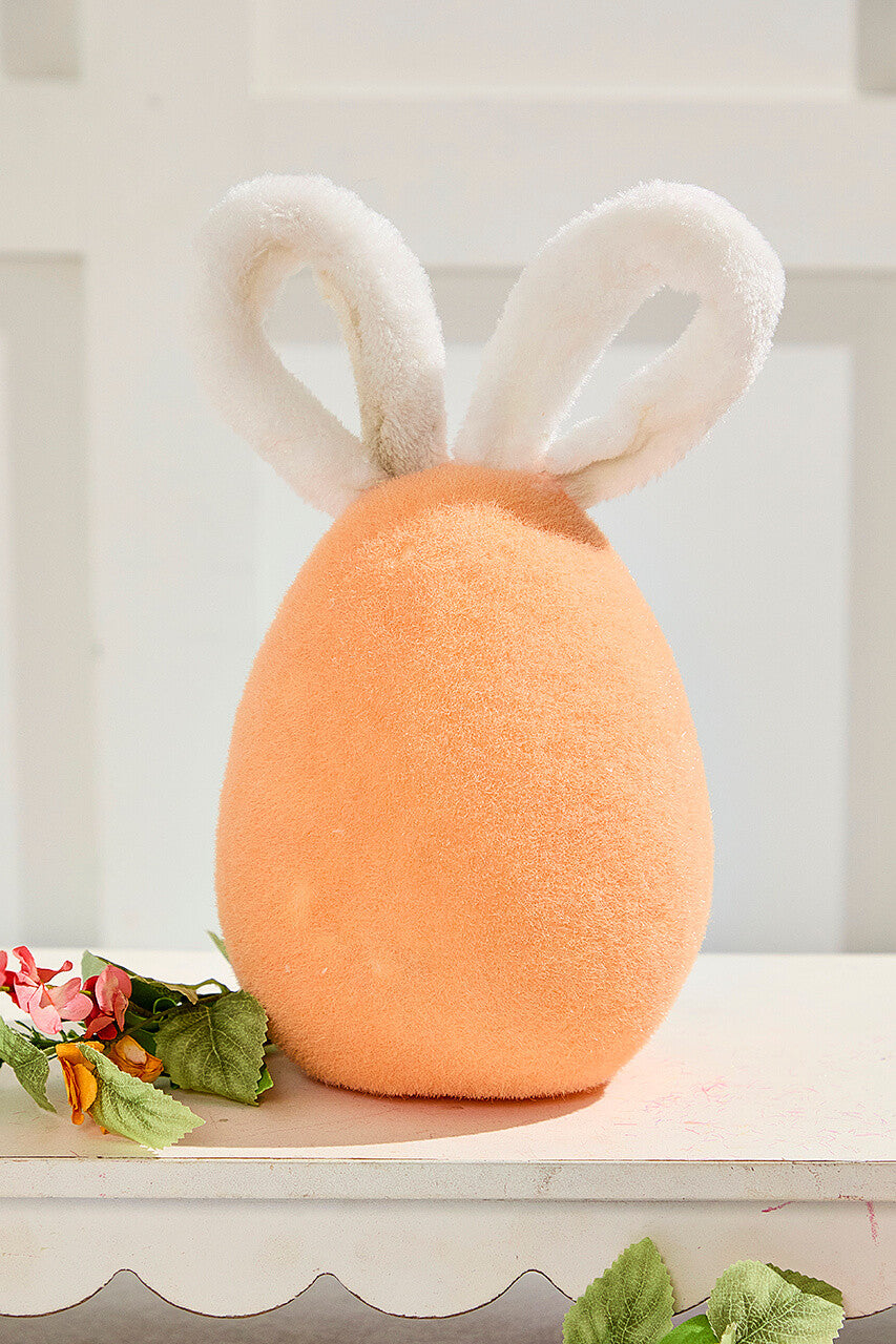 3" Easter Egg with Bunny Ears Fuzzy Spring Decor with Posable White Ears and Vibrant Colors