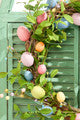 16 Inch Easter Egg Wreath Pastel Spring Door Wall Decorative Egg Berry Greenery Wreath