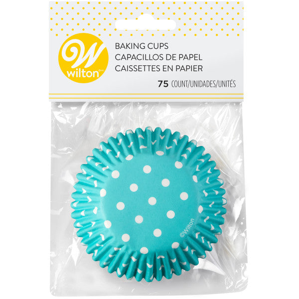 Wilton Baby Blue with White Polka Dots Cupcake Liners, 75-Count