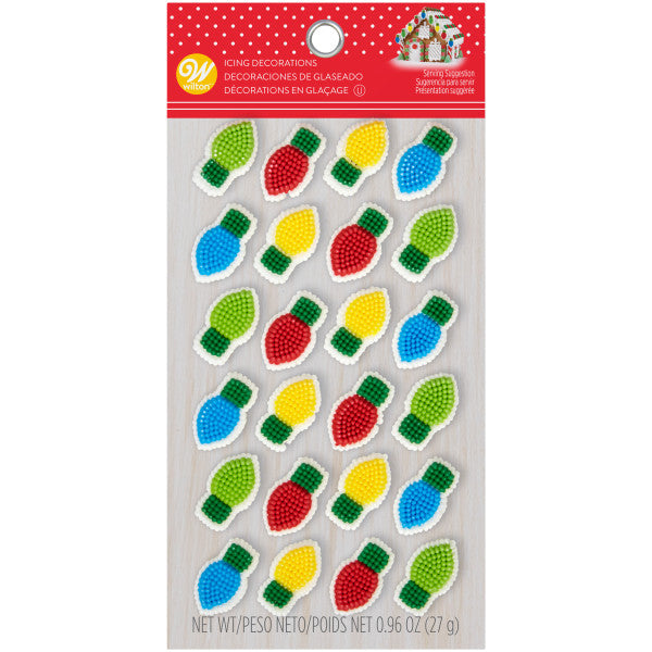 Wilton Christmas Lightbulbs Icing Decorations, 24-count