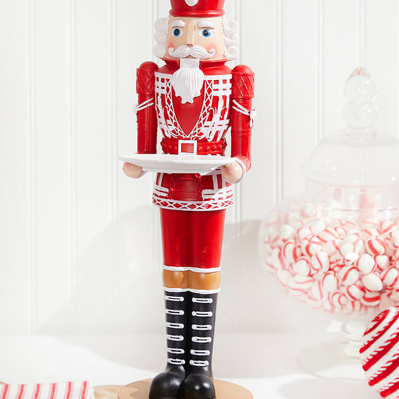 20"H Nutcracker with Tray - Red & White