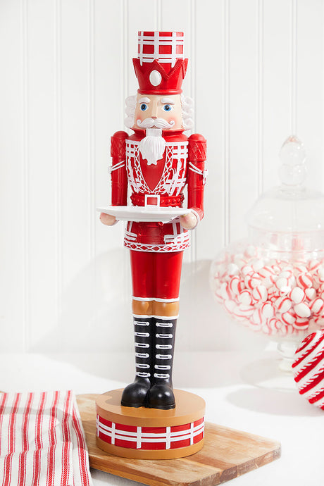 20"H Nutcracker with Tray - Red & White