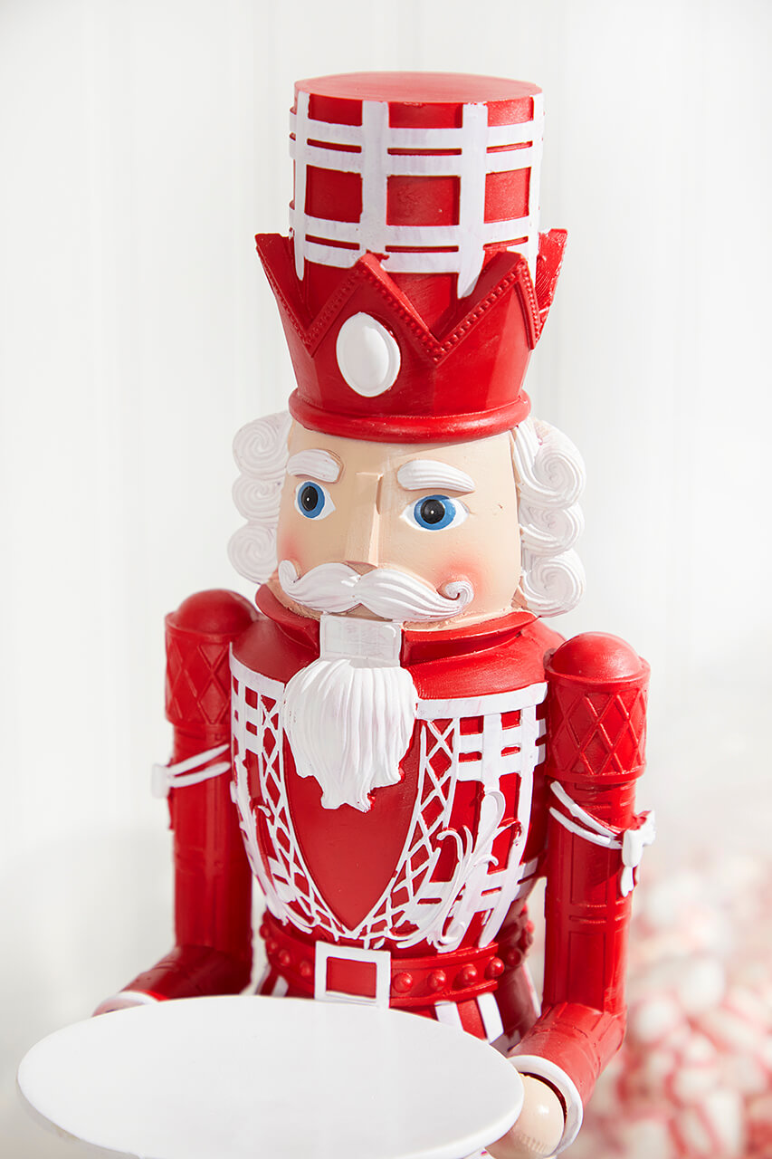 20"H Nutcracker with Tray - Red & White