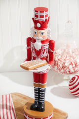 20"H Nutcracker with Tray - Red & White
