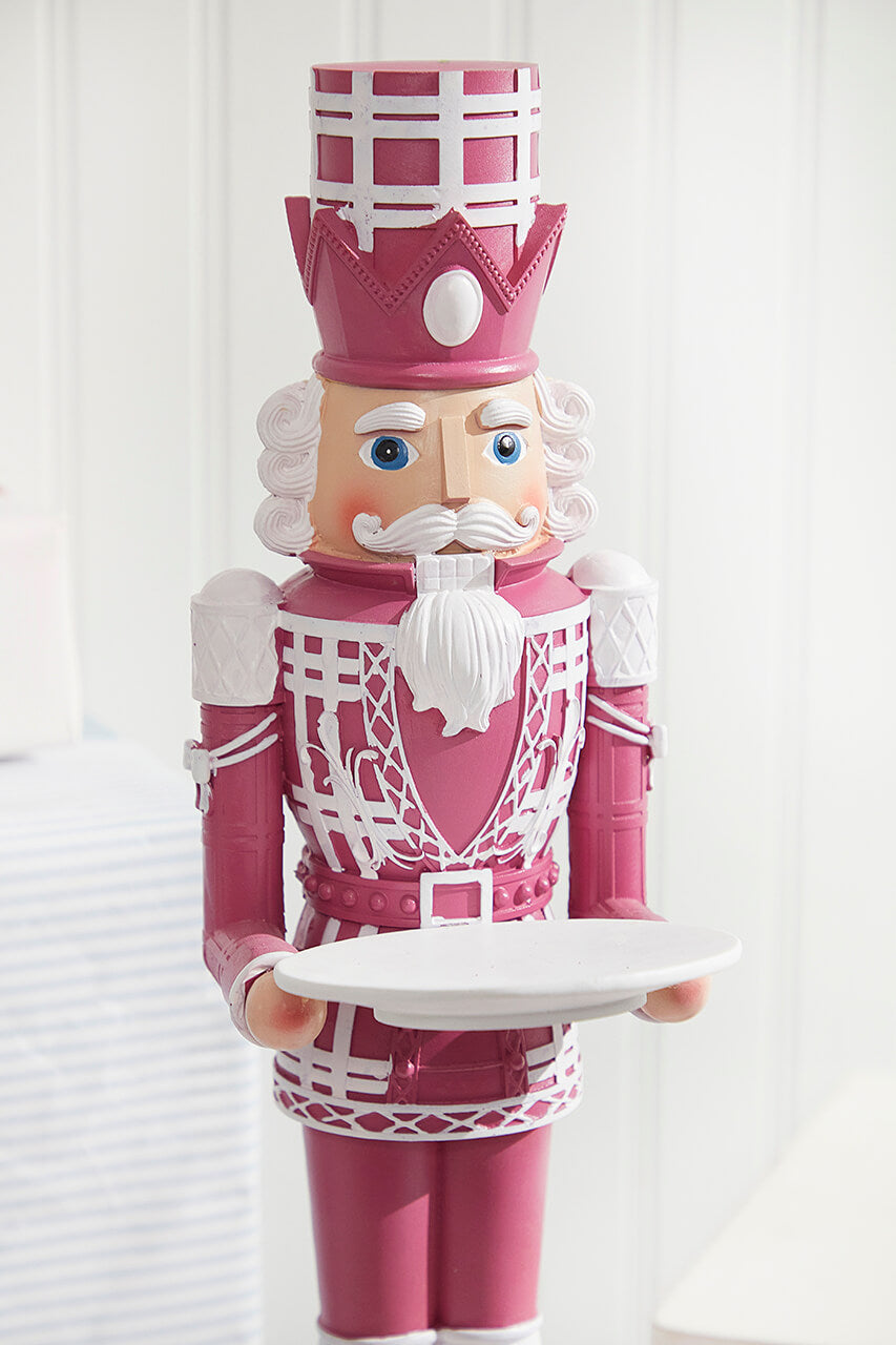 20"H Nutcracker with Tray - Pink & White