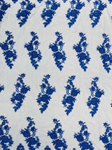 Elegant Beaded Floral Lace On Mesh Beaded Lace Fabric - Floral, 54" Width (1 Yard)