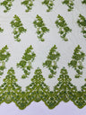 Elegant Beaded Floral Lace On Mesh Beaded Lace Fabric - Floral, 54" Width (1 Yard)