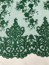 Elegant Floral Damask Flat Lace Polyester Fabric - Embroidered Mesh, 50-54" Width (1 Yard)