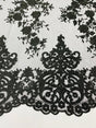Elegant Floral Damask Flat Lace Polyester Fabric - Embroidered Mesh, 50-54" Width (1 Yard)