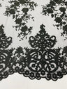 Elegant Floral Damask Flat Lace Polyester Fabric - Embroidered Mesh, 50-54" Width (1 Yard)