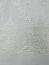 Elegant Floral Damask Flat Lace Polyester Fabric - Embroidered Mesh, 50-54" Width (1 Yard)
