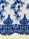 Elegant Floral Damask Flat Lace Polyester Fabric - Embroidered Mesh, 50-54" Width (1 Yard)