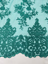 Elegant Floral Damask Flat Lace Polyester Fabric - Embroidered Mesh, 50-54" Width (1 Yard)