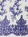 Elegant Floral Damask Flat Lace Polyester Fabric - Embroidered Mesh, 50-54" Width (1 Yard)