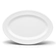 Elite Global Solutions D812OV Merced 12 3/4" x 8 3/4" White Oval Rim Platter - Case of 6