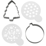 Wilton Merry Christmas Cookie Cutter and Stencil Set, 4-Piece Set
