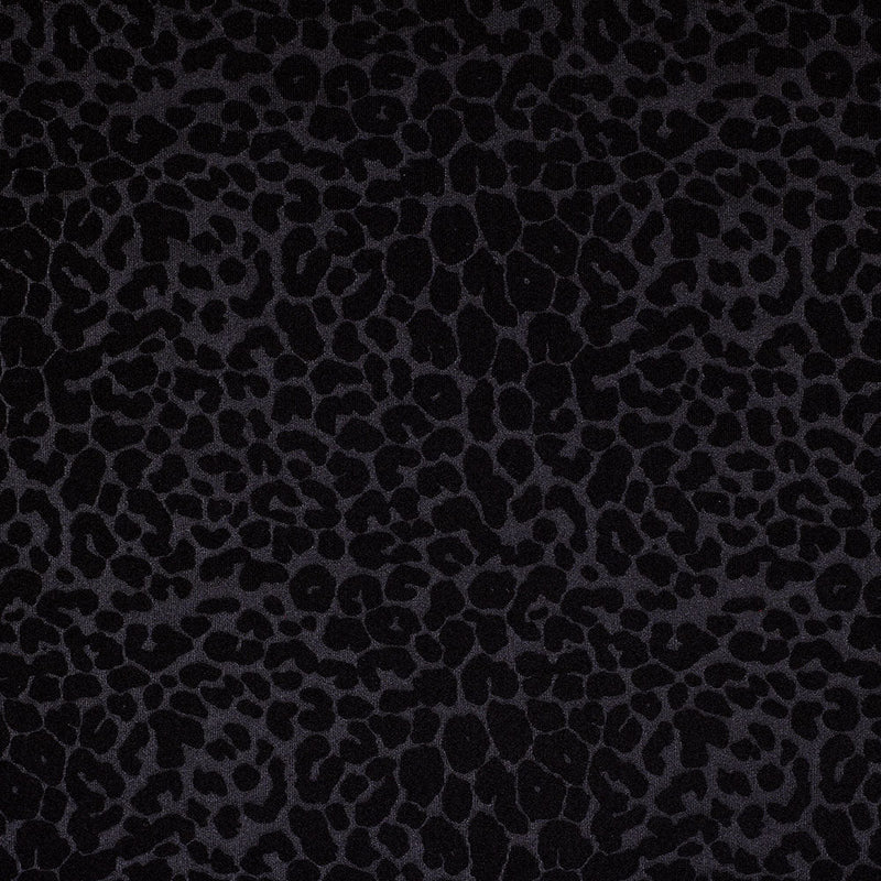 Embossed Leopard Interlock Polyester Spandex Fabric - Black Embossed Leopard, 58-60" Width, 240 GSM (1 Yard)