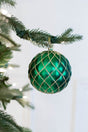 10 CM Quilted Matte Glitter Net Ball Ornament Emerald Green