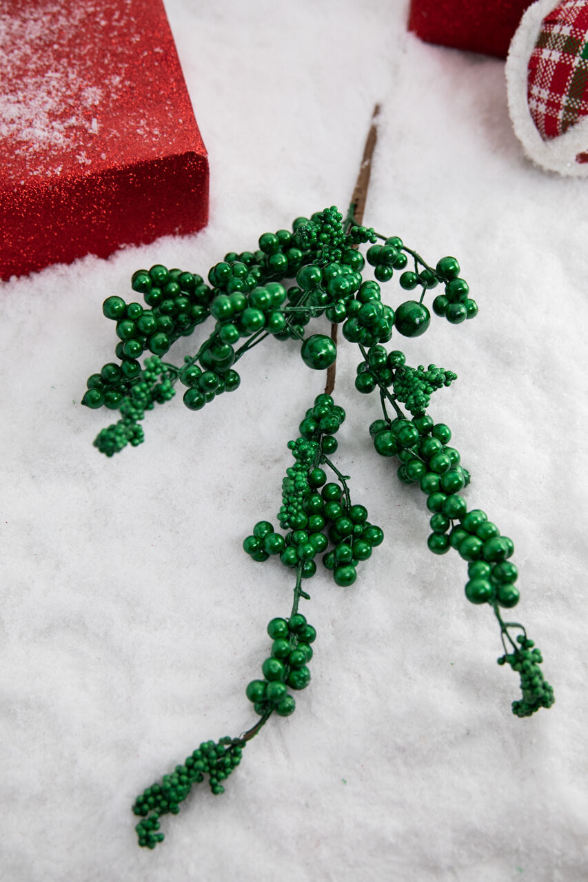 18” Metallic Dew Berry Spray - Emerald