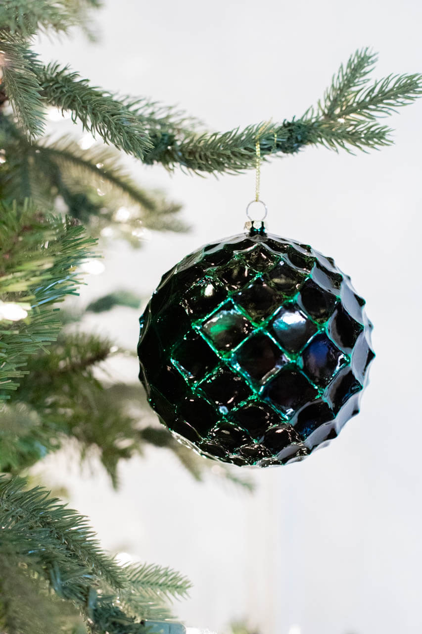 12cm Emerald Honeycomb Christmas Ball Ornament