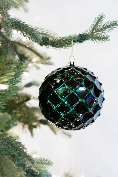 12cm Emerald Honeycomb Christmas Ball Ornament