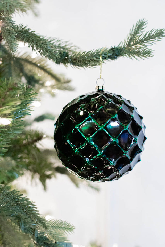 12cm Emerald Honeycomb Christmas Ball Ornament
