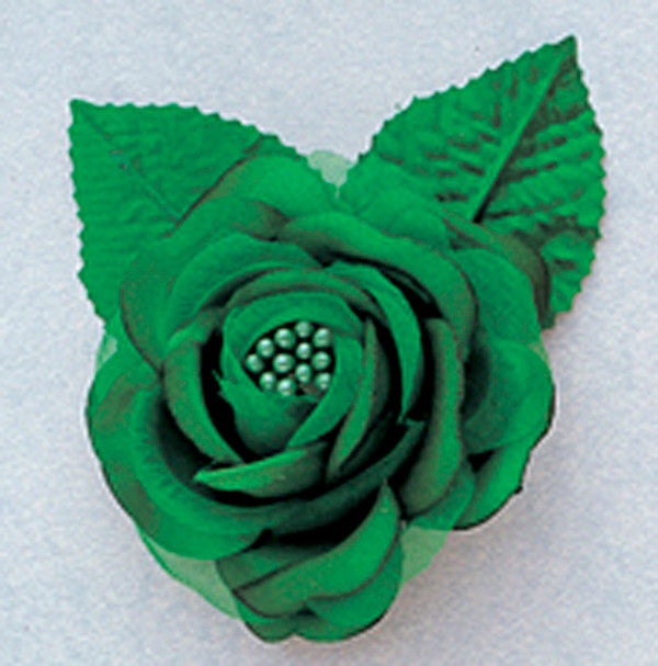 2.5" Emerald Silk Single Rose Flowers - Pack of 12