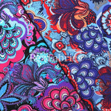 Entranced Nylon Spandex Fabric - Pink/Purple or Blue/Red, Paisley Floral Print, 58/60" Width (1 Yard)