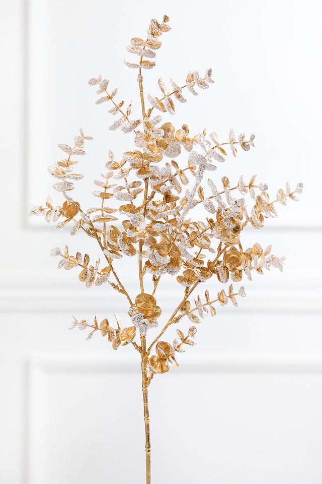 26" Gold Snowy Boxwood Spray