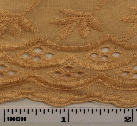 Eyelet Embroidery Melon 5K006 Cotton Polyester Fabric - Melon Eyelet Embroidery, 41/42" Width (1 Yard)