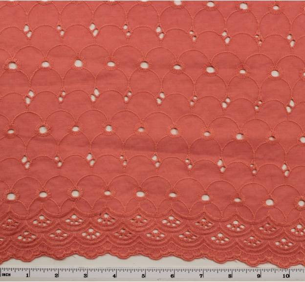 Eyelet Embroidery Pink 5K004 Cotton Polyester Fabric - Pink Eyelet Embroidery, 41/42" Width