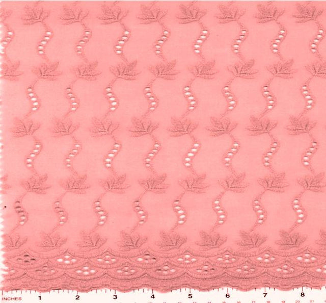 Eyelet Embroidery Pink 5K006 Cotton Polyester Fabric - Pink Eyelet Embroidery, 41/42" Width