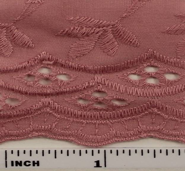 Eyelet Embroidery Rose 5K006 Cotton Polyester Fabric - Rose, Eyelet Embroidery, 41/42" Width