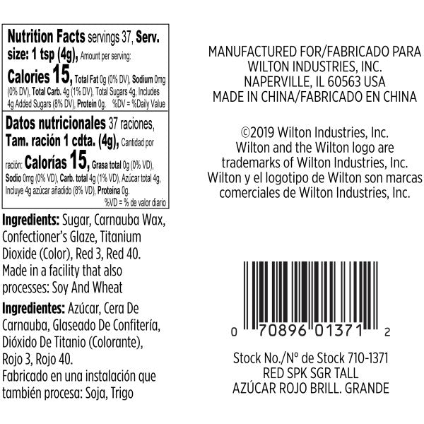 Wilton Red Sparkling Sugar, 5.25 oz.