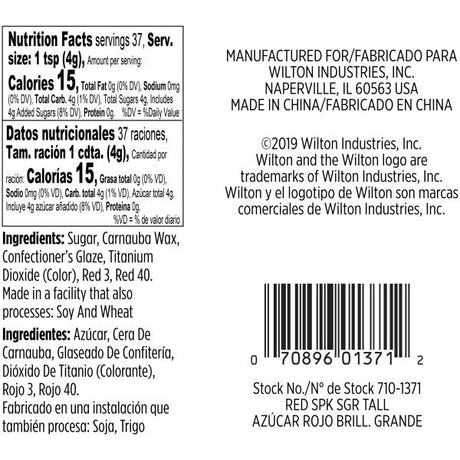 Wilton Red Sparkling Sugar, 5.25 oz.