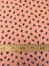 Wool Sateen Abstract Print Black Pink