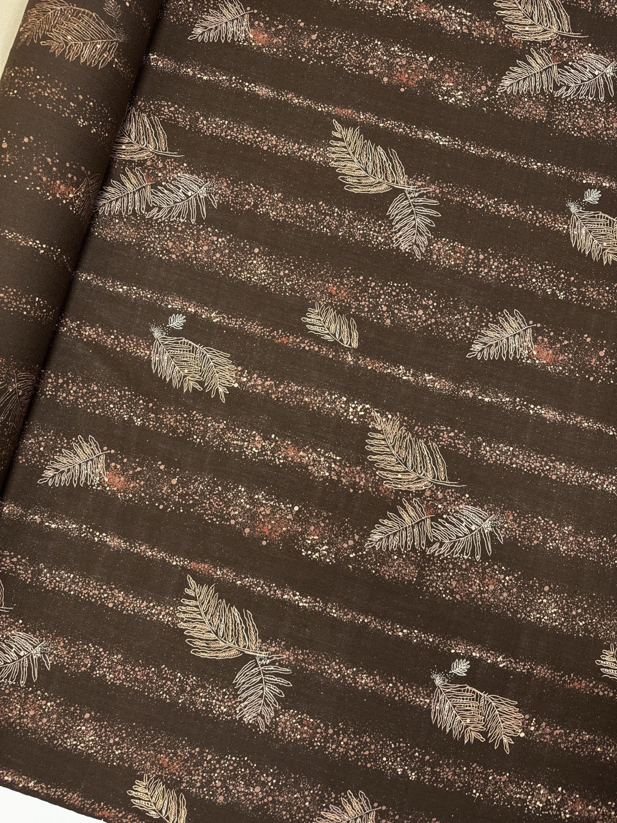 Wool Printed Brown Beige Fabric