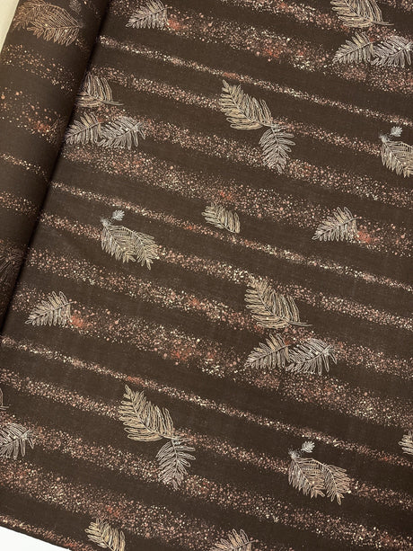 Wool Printed Brown Beige Fabric