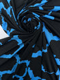 Polyester Elastane Knitted Fabric Printed Blue Black