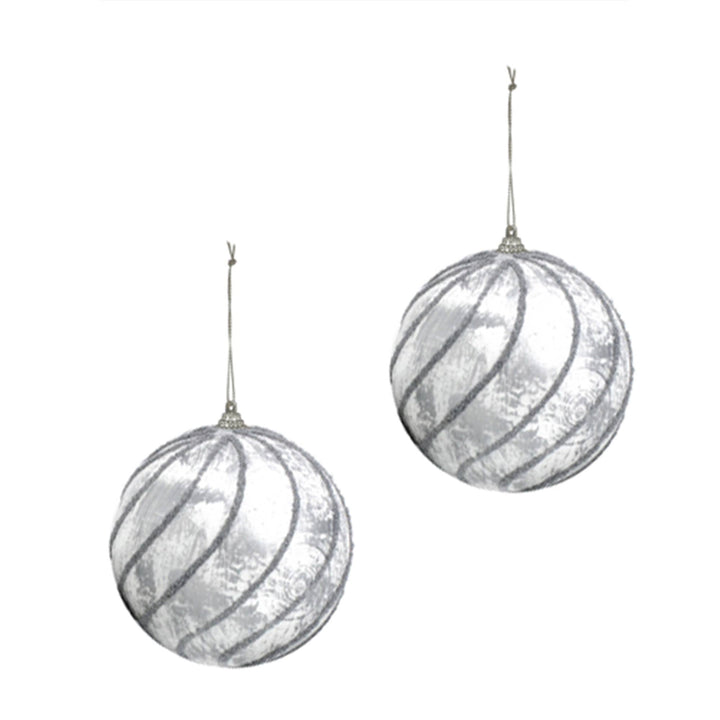 10cm Ball With Silver Slant Lines 2 Pcs