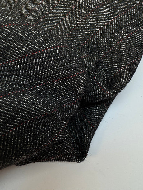 Wool Tweed Suit Fabric Melange White Gray Black