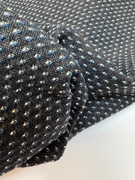 Wool Polka Dot Grey Blue Fabric