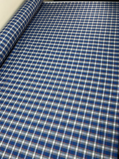 Cotton Tweed Gray-Blue Checked