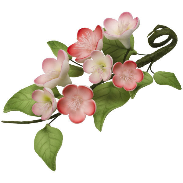 Pink and white Flower with 7 Leaves - Gum Paste Flowers cake topper