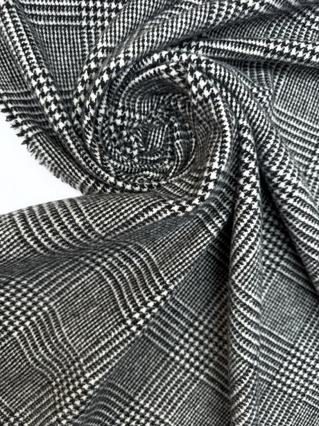 Wool Blend Tweed Checked Gray